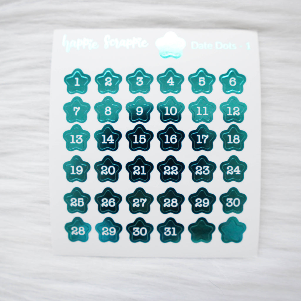 Mini Stickers : Date Numbers / Date Dots 1 (Stars)