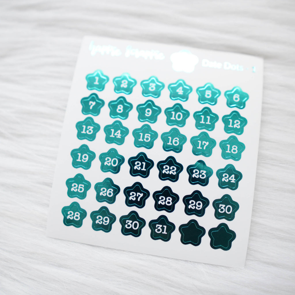 Mini Stickers : Date Numbers / Date Dots 1 (Stars)