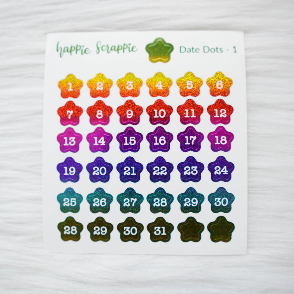 Mini Stickers : Date Numbers / Date Dots 1 (Stars)