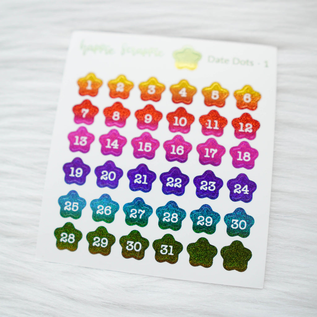 Mini Stickers : Date Numbers / Date Dots 1 (Stars)