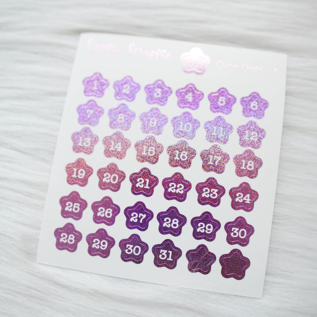 Mini Stickers : Date Numbers / Date Dots 1 (Stars)