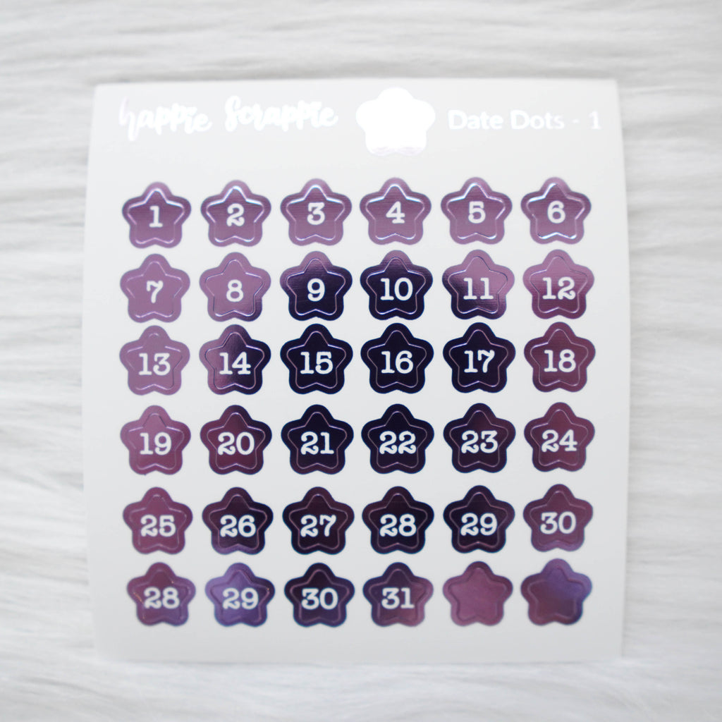 Mini Stickers : Date Numbers / Date Dots 1 (Stars)