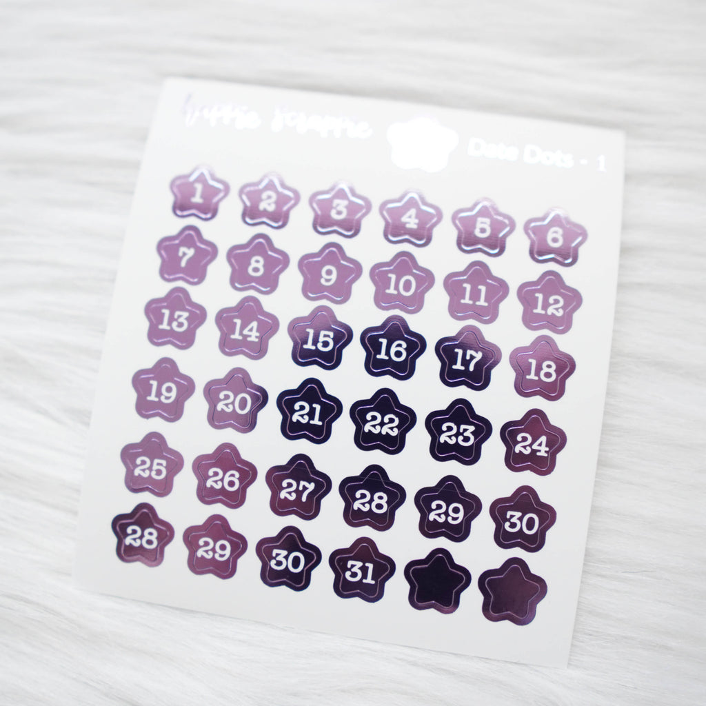 Mini Stickers : Date Numbers / Date Dots 1 (Stars)