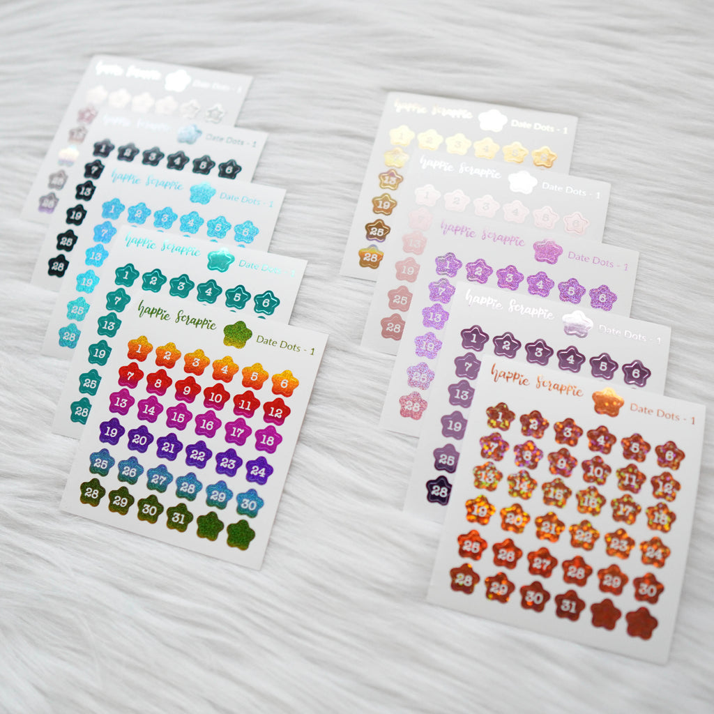 Mini Stickers : Date Numbers / Date Dots 1 (Stars)