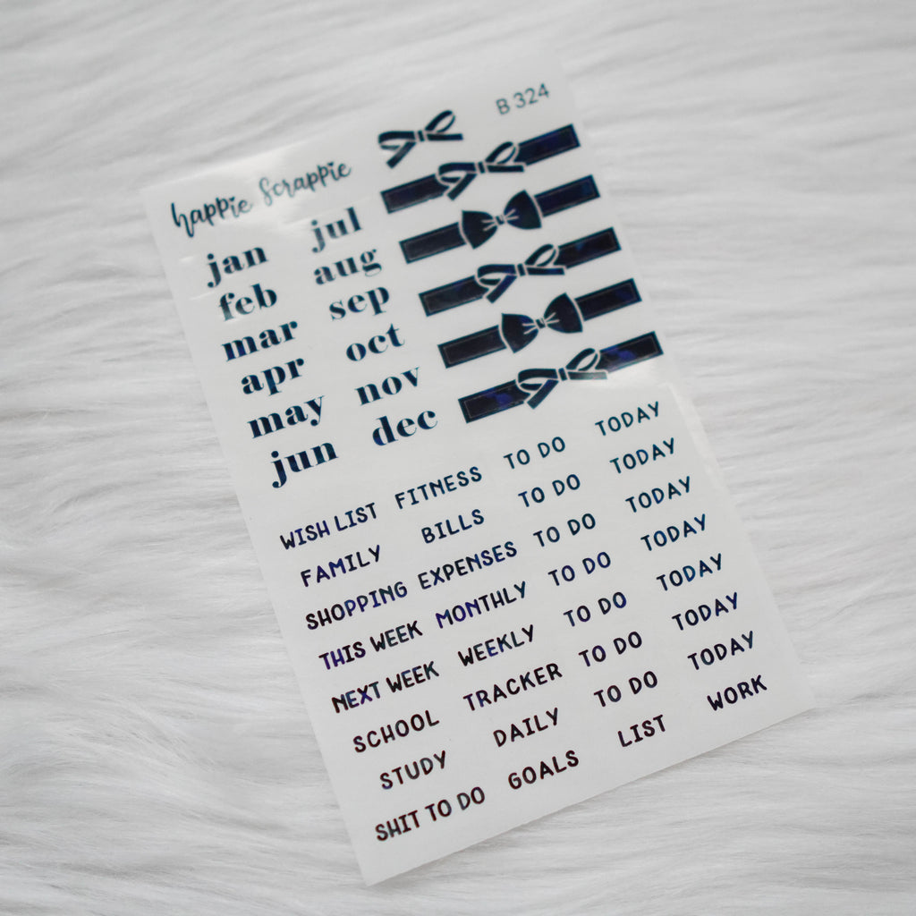 Planner Stickers : Foiled Clear Label Stickers // B324