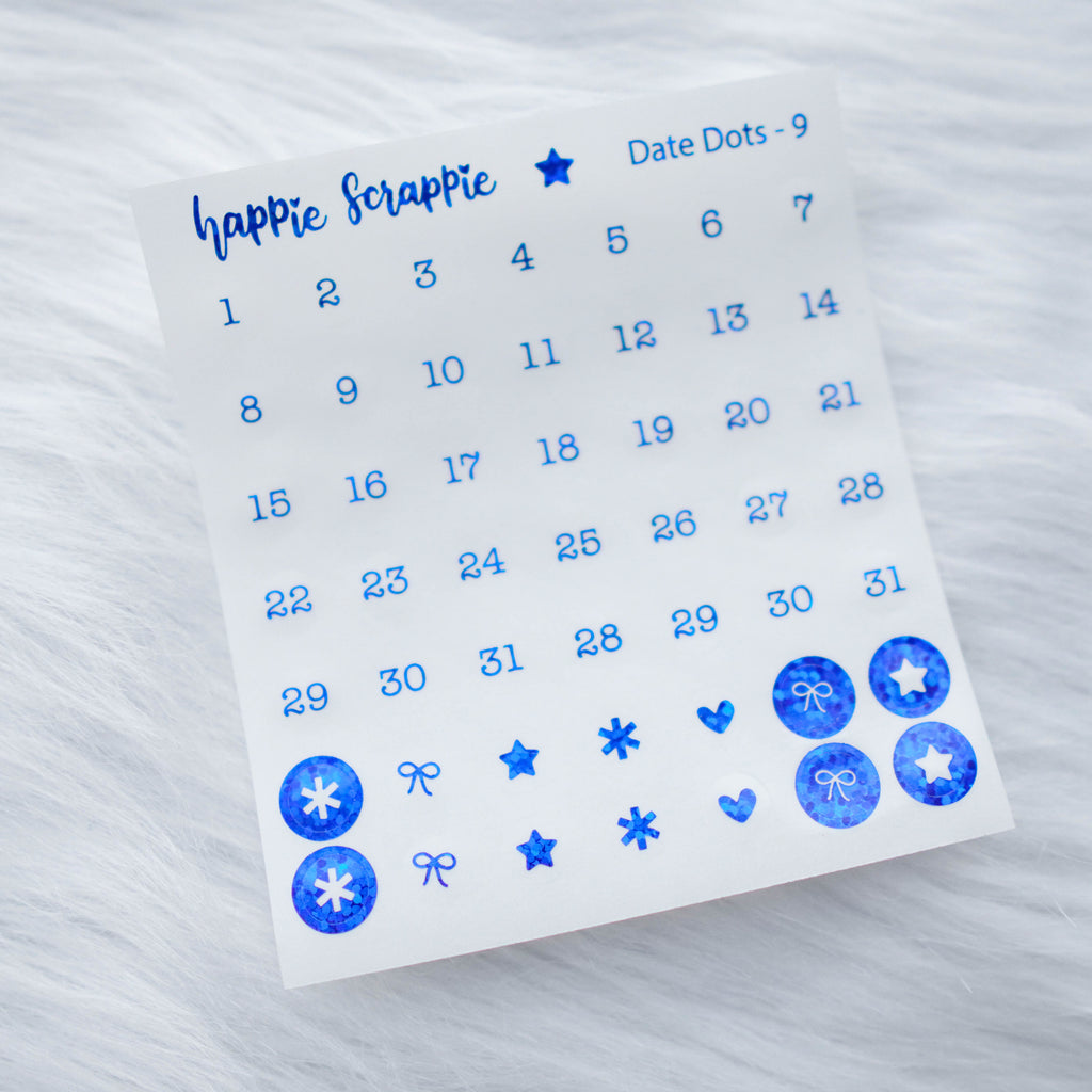 Mini Stickers : Date Numbers / Date Dots 9 (MINI CLEAR Round)