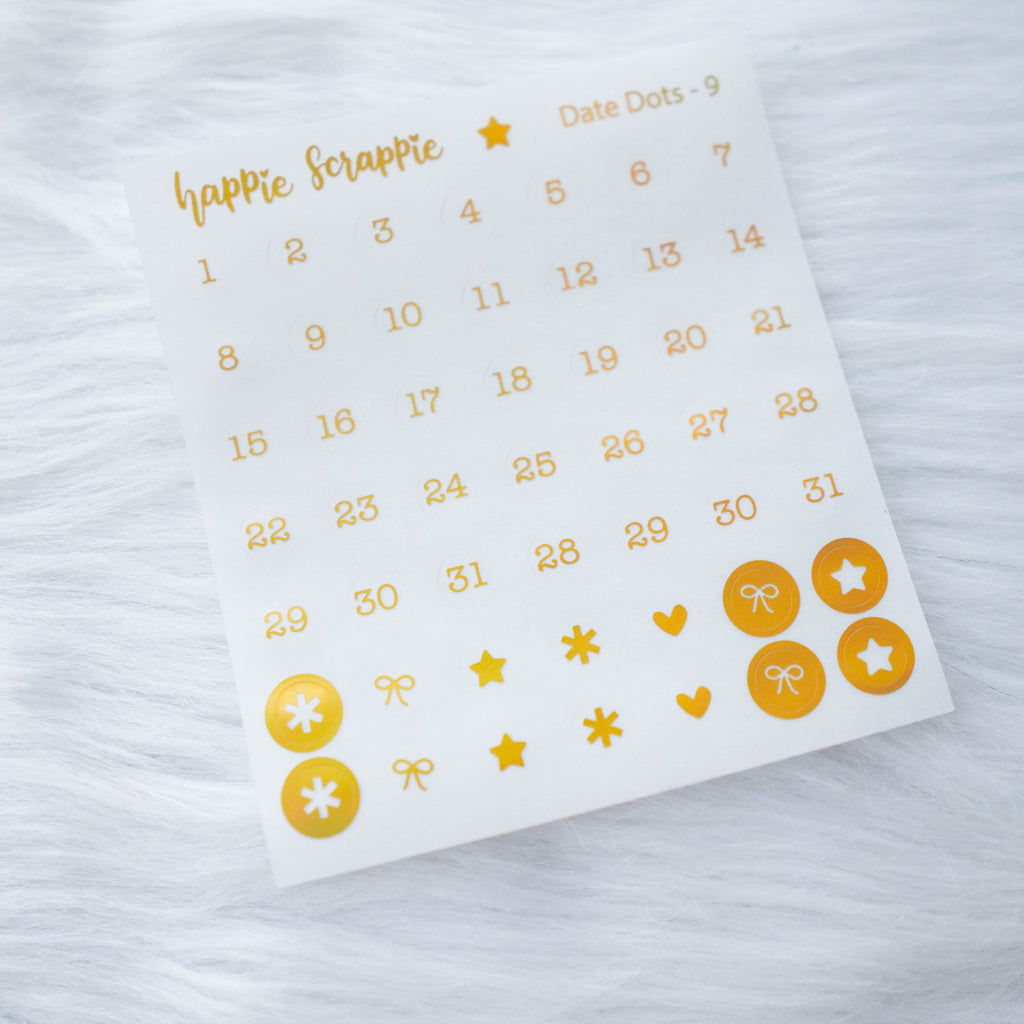 Mini Stickers : Date Numbers / Date Dots 9 (MINI CLEAR Round)