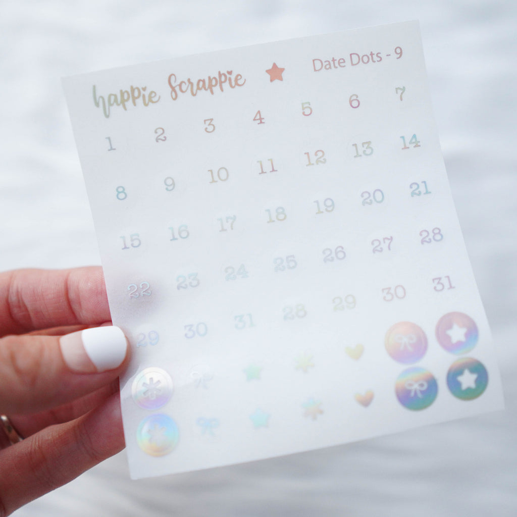 Mini Stickers : Date Numbers / Date Dots 9 (MINI CLEAR Round)