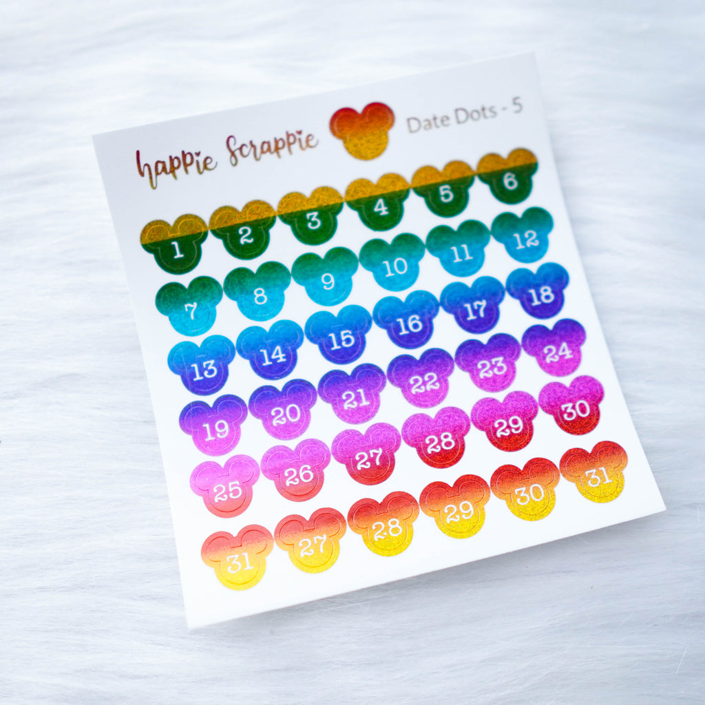 Mini Stickers : Date Numbers / Date Dots 5 (Magic Mouse)