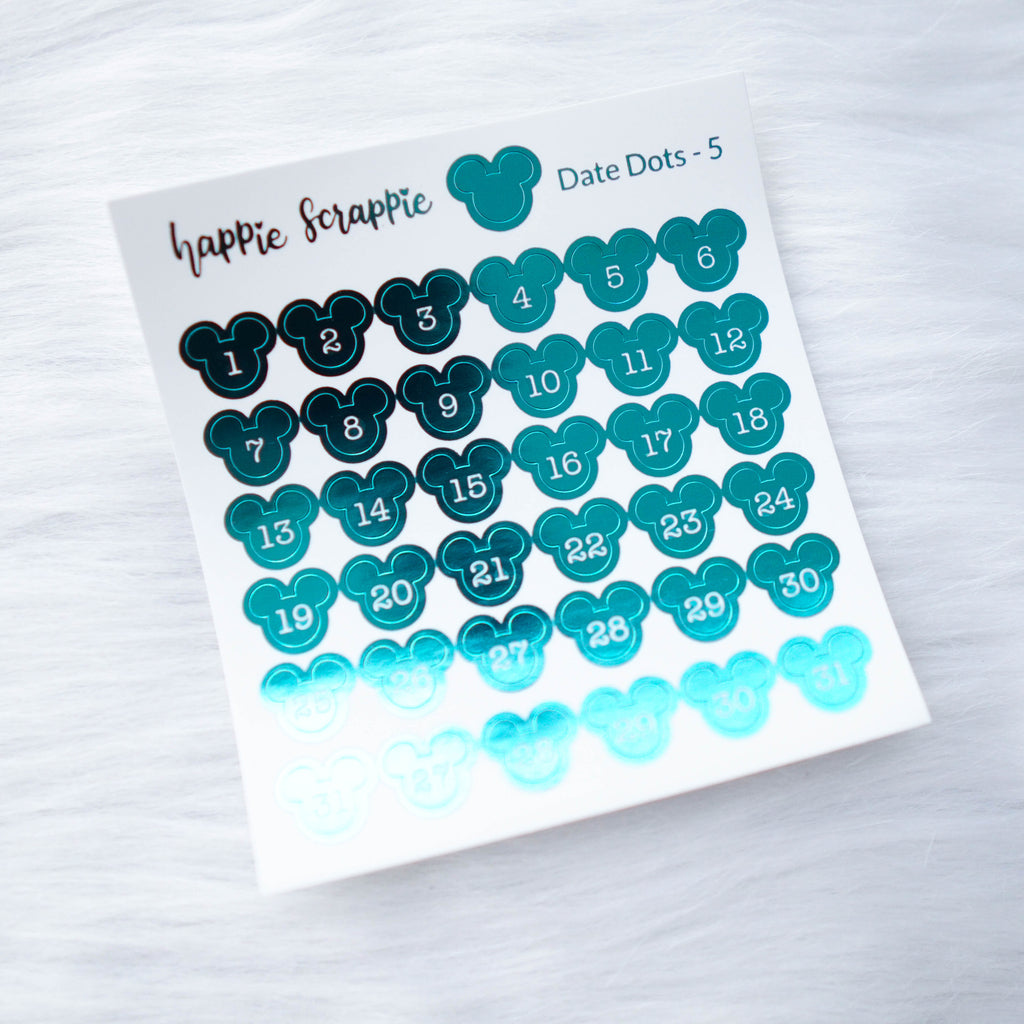 Mini Stickers : Date Numbers / Date Dots 5 (Magic Mouse)