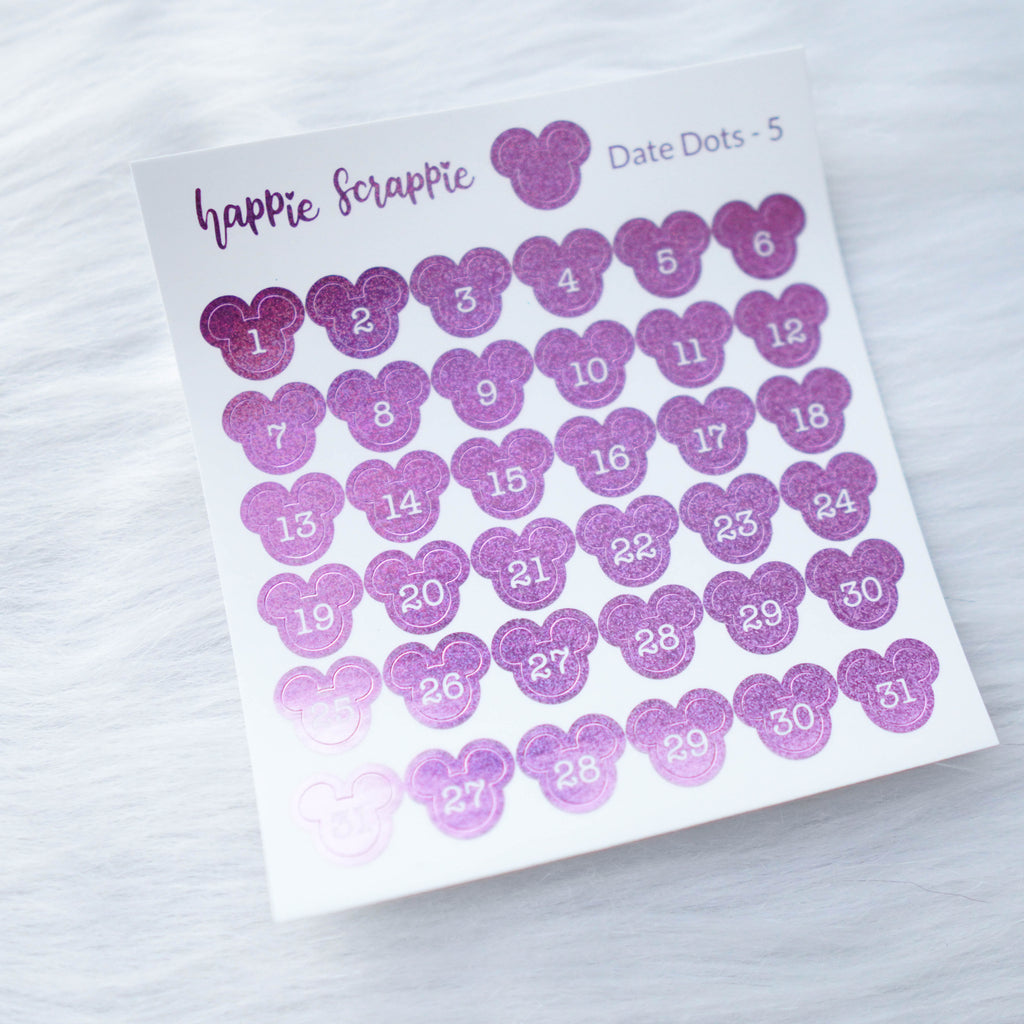 Mini Stickers : Date Numbers / Date Dots 5 (Magic Mouse)