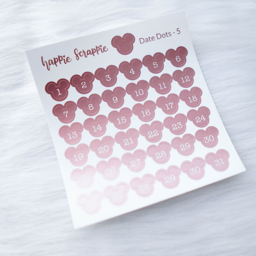 Mini Stickers : Date Numbers / Date Dots 5 (Magic Mouse)