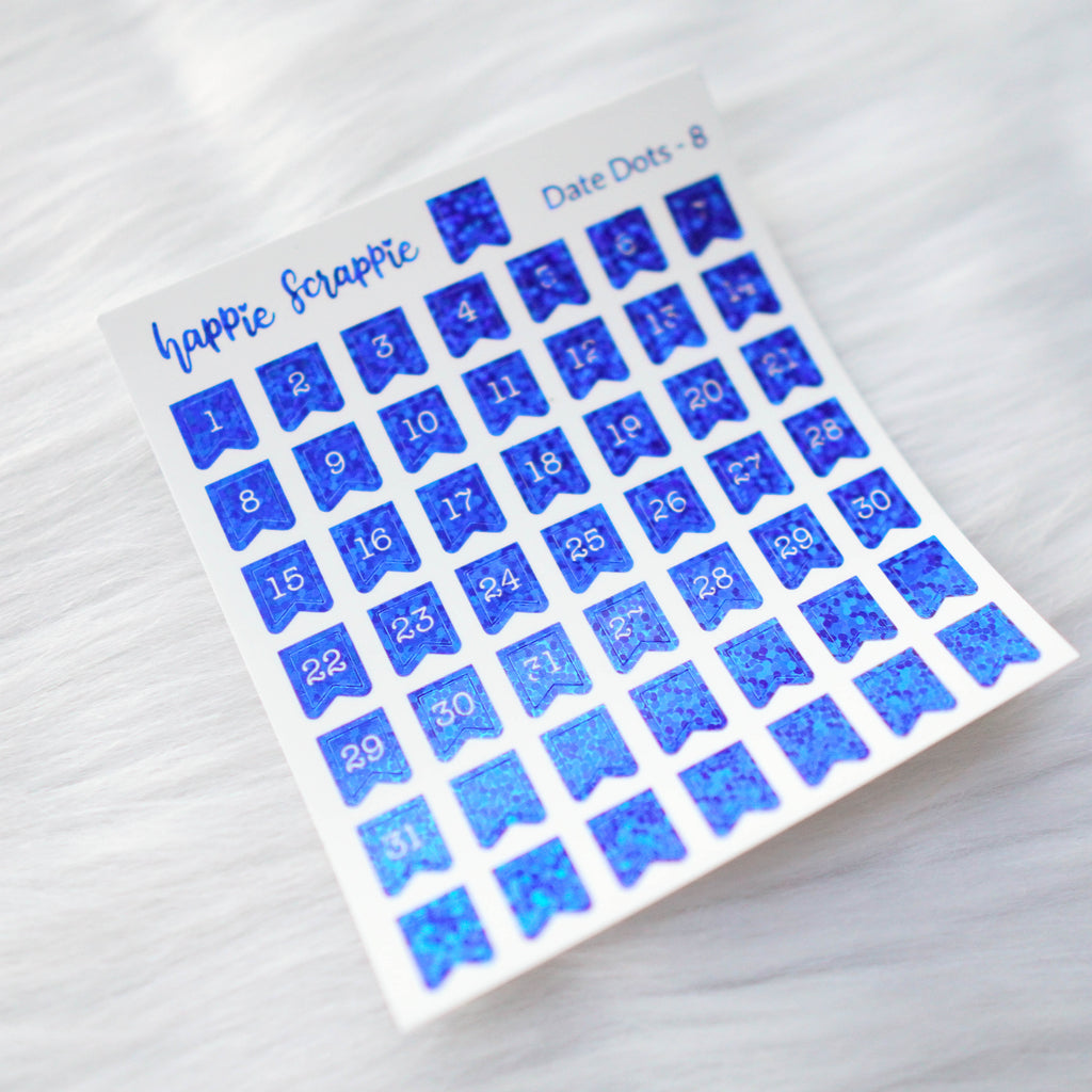 Mini Stickers : Date Numbers / Date Dots 8 (Flag)