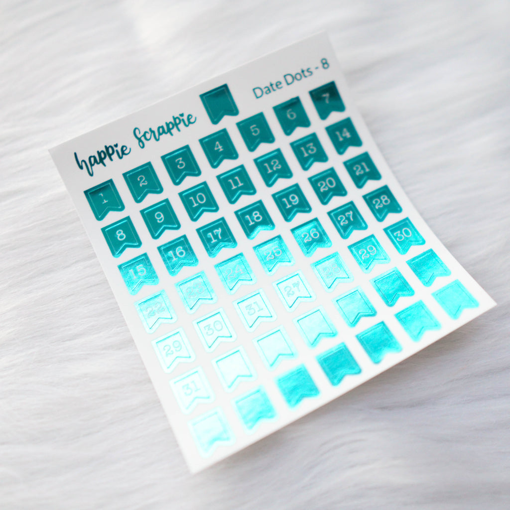 Mini Stickers : Date Numbers / Date Dots 8 (Flag)