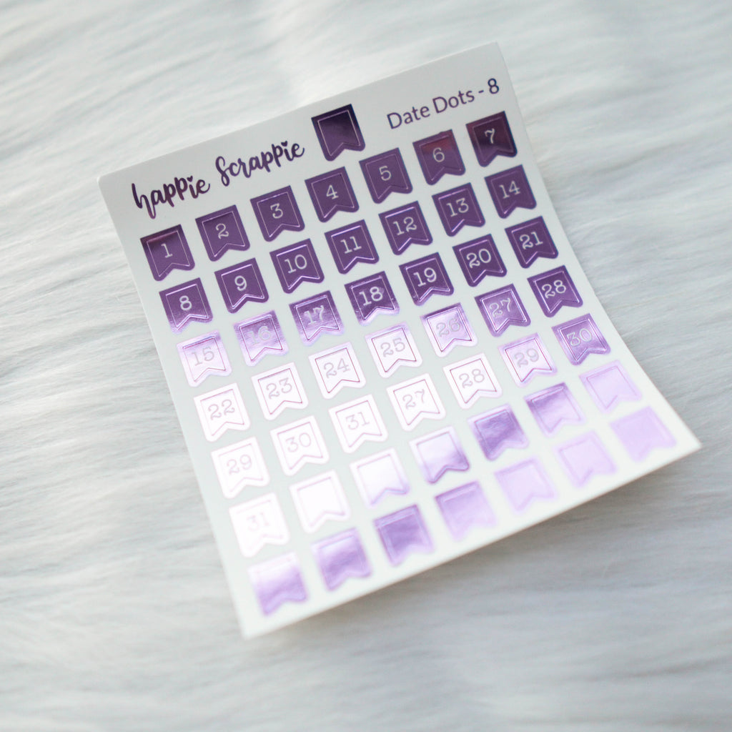 Mini Stickers : Date Numbers / Date Dots 8 (Flag)