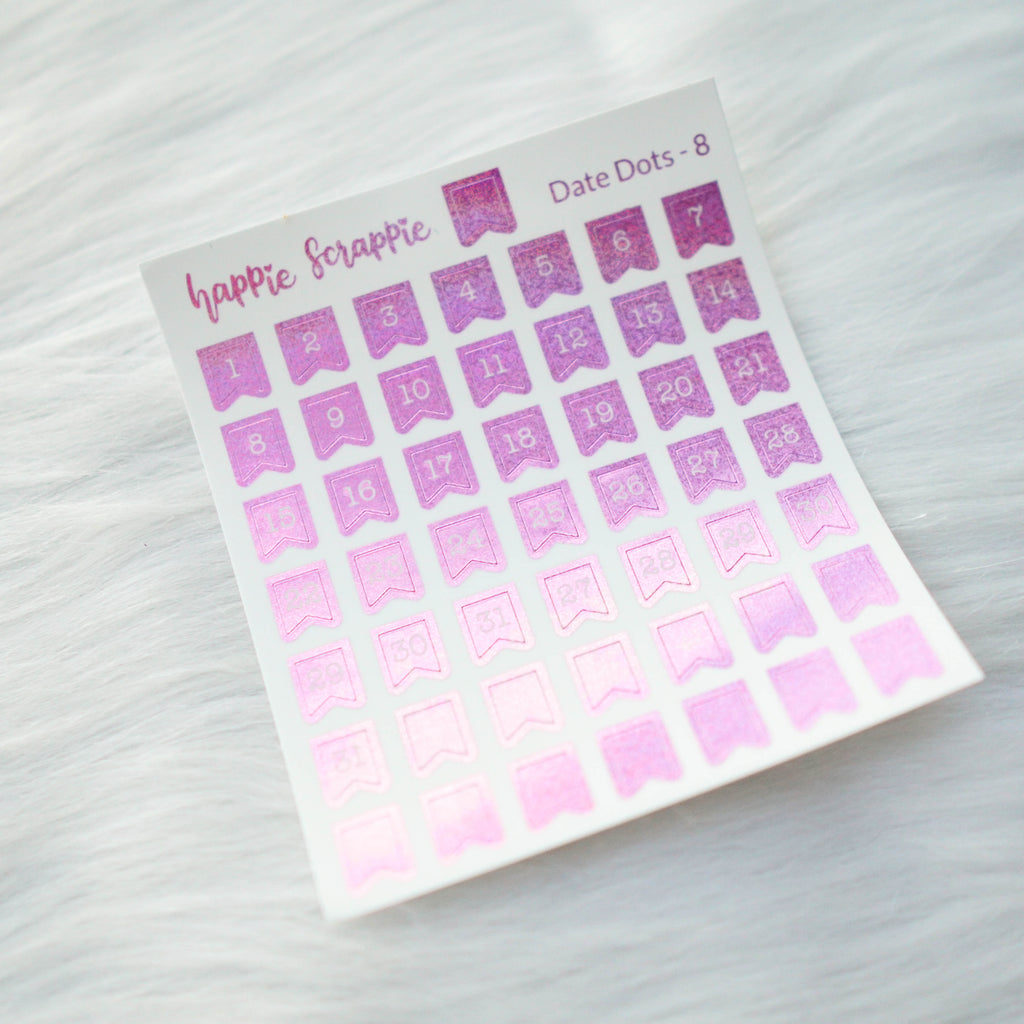 Mini Stickers : Date Numbers / Date Dots 8 (Flag)