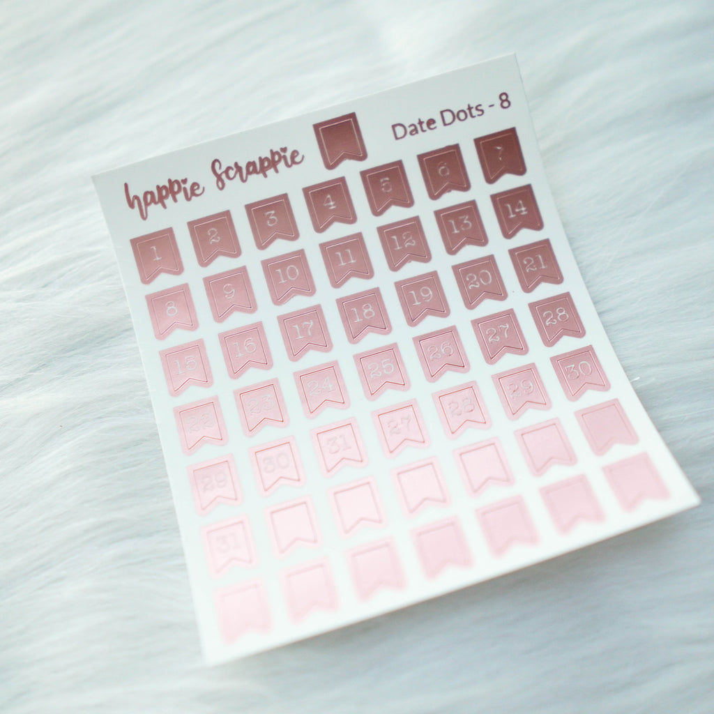 Mini Stickers : Date Numbers / Date Dots 8 (Flag)