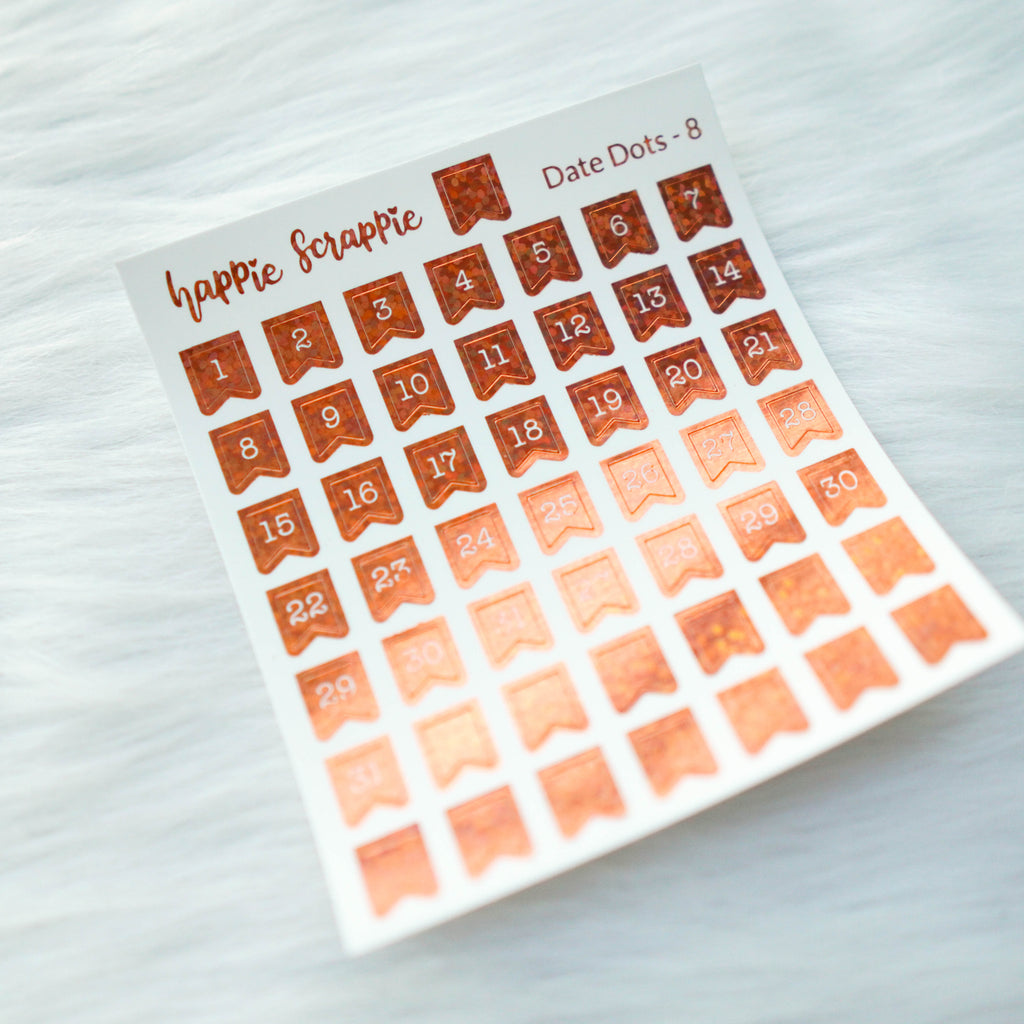 Mini Stickers : Date Numbers / Date Dots 8 (Flag)