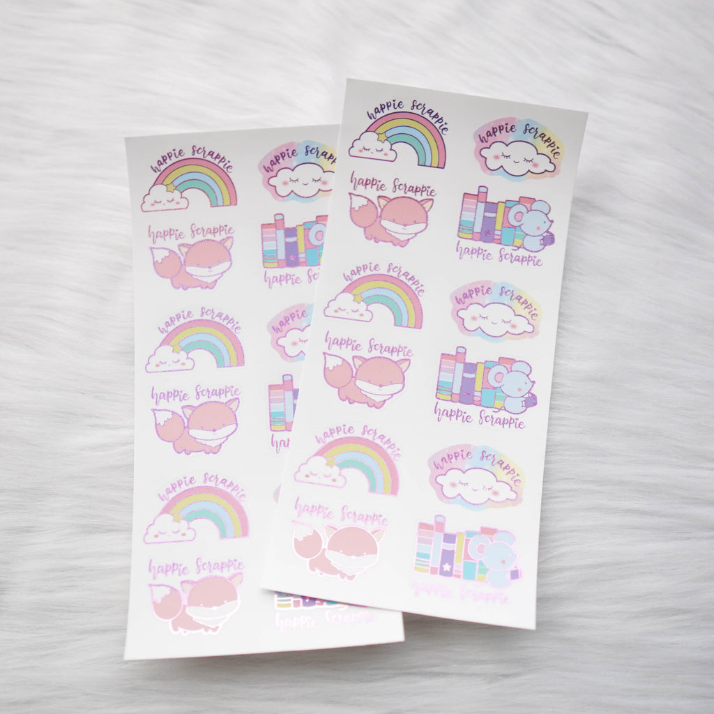 Foiled Seals : Rainbow & Cloud Happie Scrappie Seals