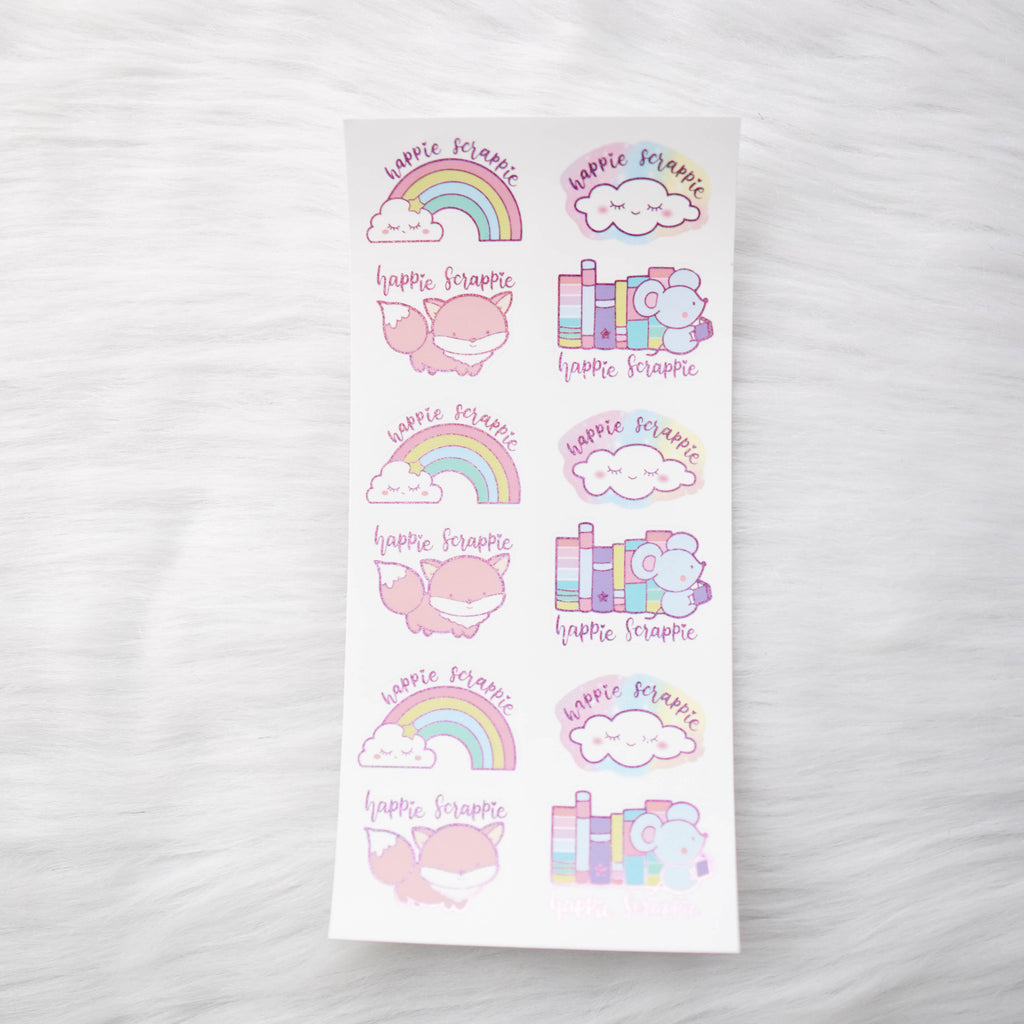 Foiled Seals : Rainbow & Cloud Happie Scrappie Seals