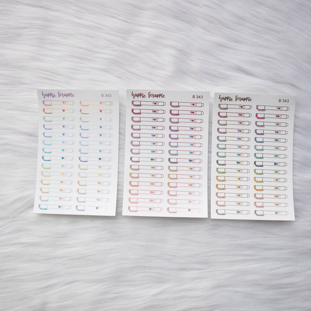 Planner Stickers : Foiled Mildliner Highlighter Sticker (B343)