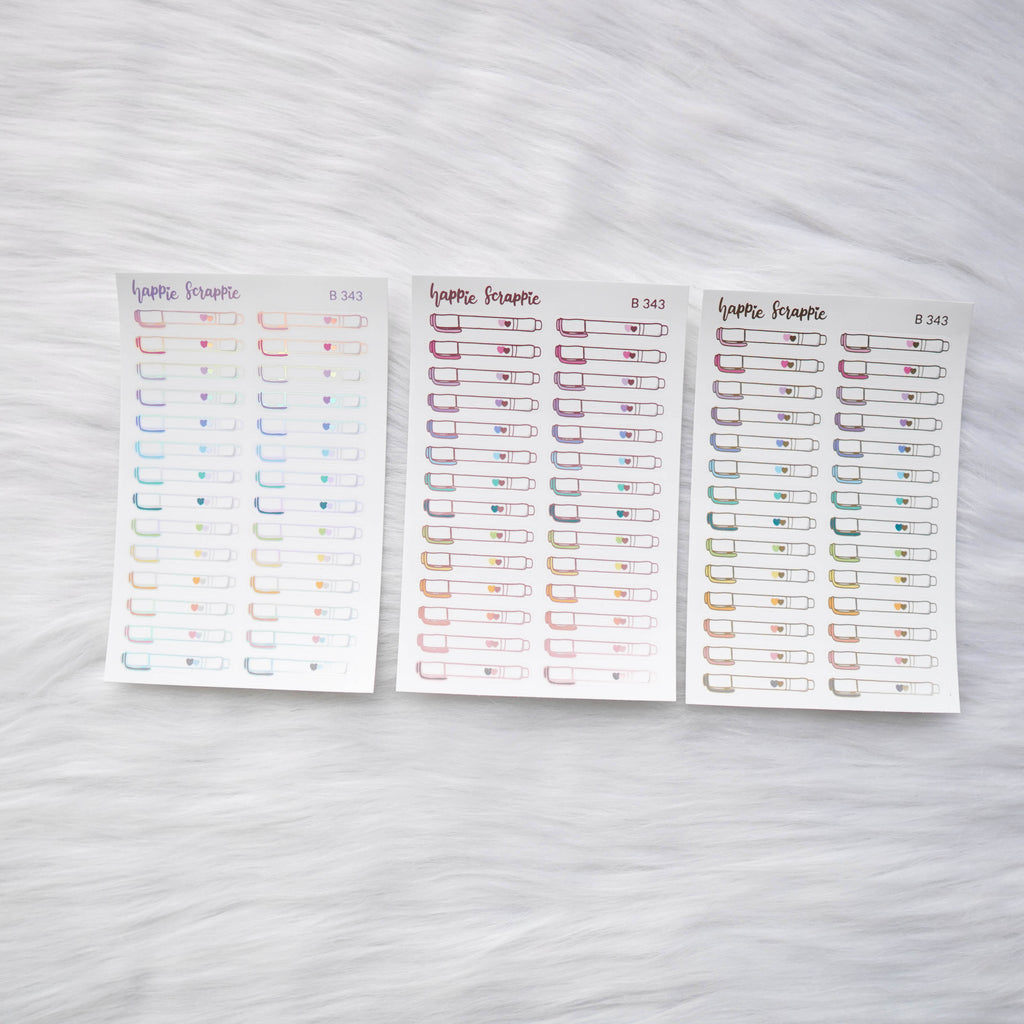 Planner Stickers : Foiled Mildliner Highlighter Sticker (B343)