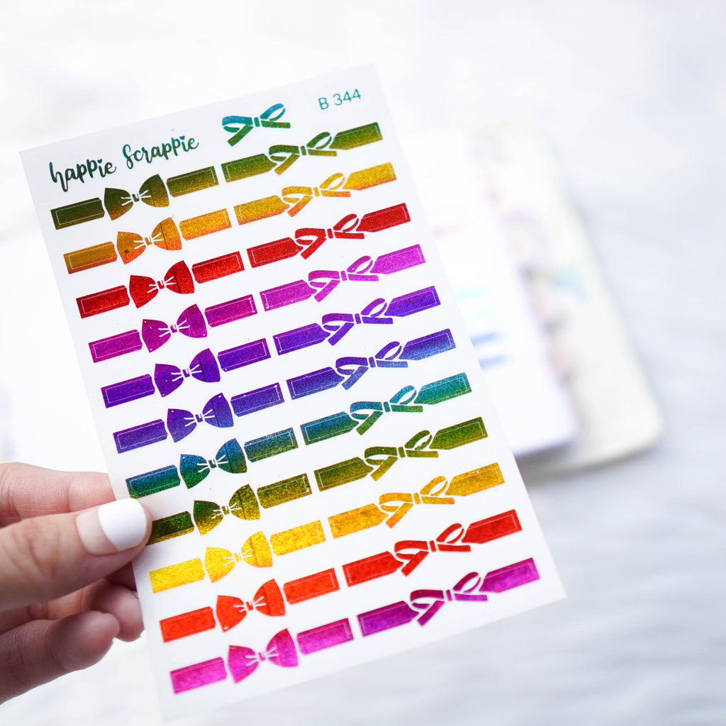 Planner Stickers : Bow Headers // Foiled Deco Header (B344)