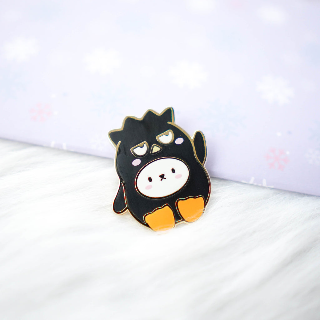 Pins : Cutie Patootie // Black Spiky Hair Penguin //  Magnetic Backing