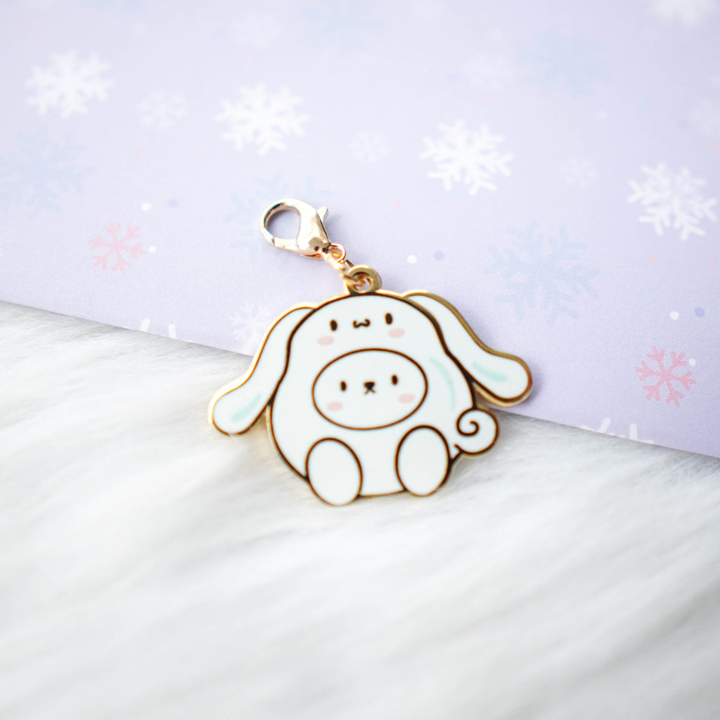 Dangling Charm : Cutie Patootie // White Dog with Long Ears