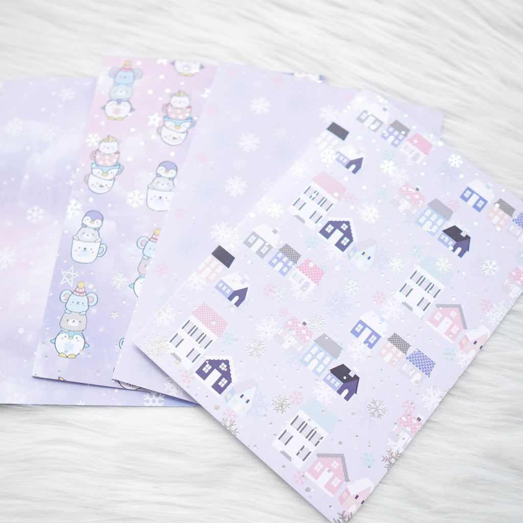 Pattern Papers : Holo Silver      // Cozy Winter (Set of 4)