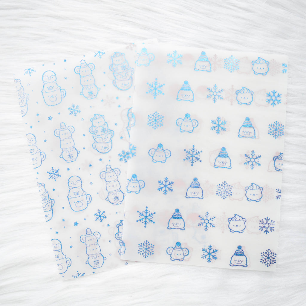 Vellum : Blue Glitter Foiled // Cozy Winter (Set of 2) (OOPS)