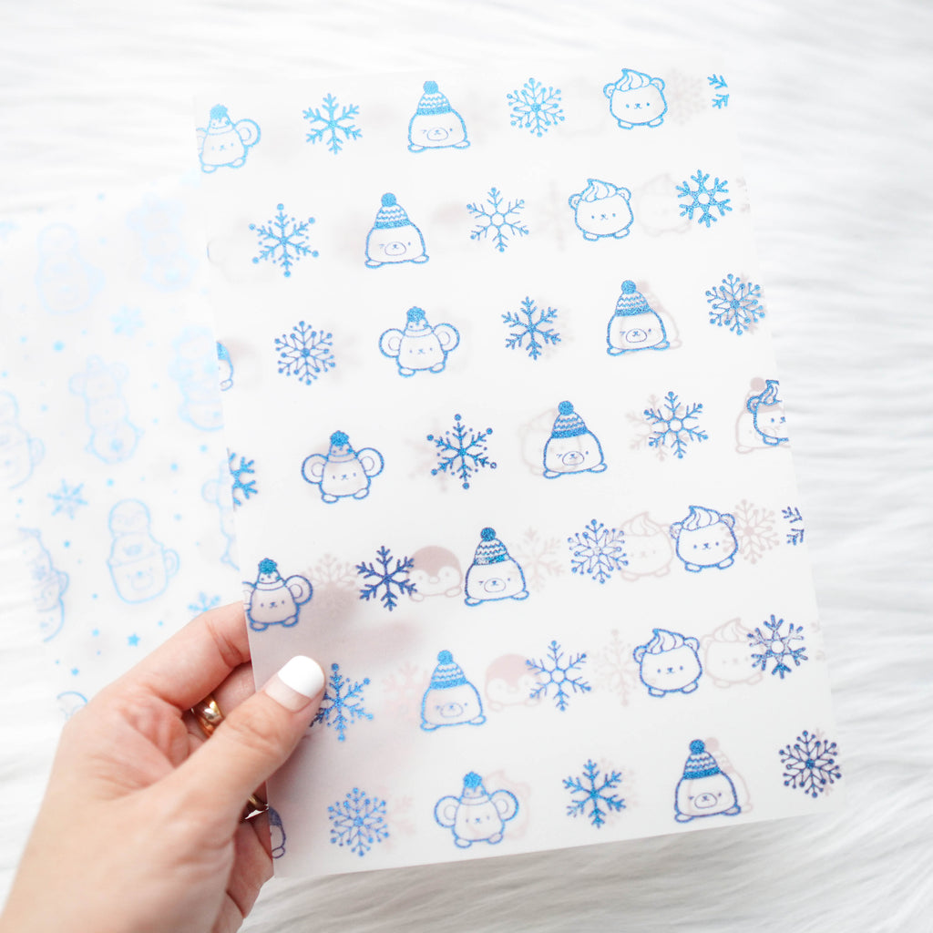 Vellum : Blue Glitter Foiled // Cozy Winter (Set of 2) (OOPS)