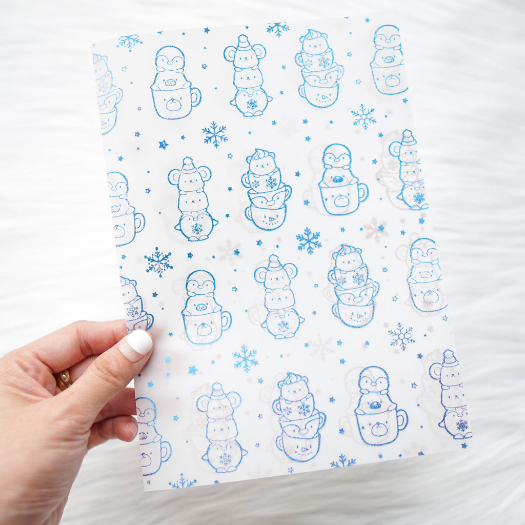 Vellum : Blue Glitter Foiled // Cozy Winter (Set of 2) (OOPS)