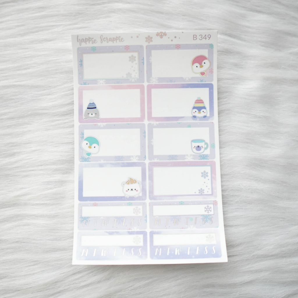 Planner Stickers : Cozy Winter // Foiled Half Boxes (B349)