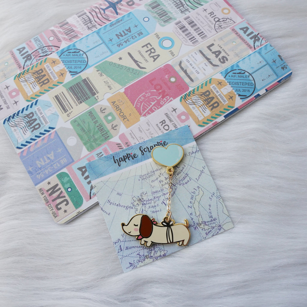 Pins :  Let's Go Travel // Weenie Dog with Balloon