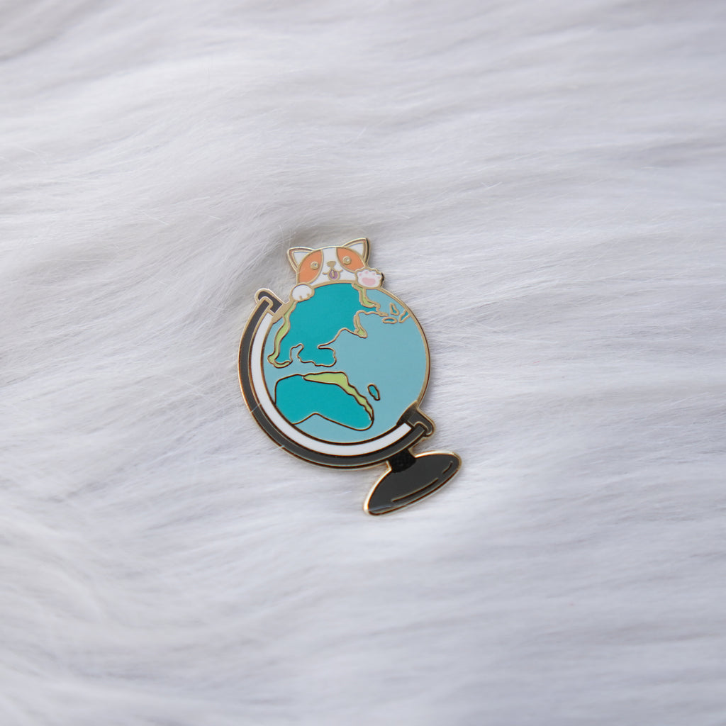 Pins :  Let's Go Travel // Globe + Doggie