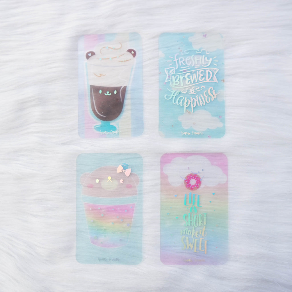 Washi Cards : Positivi-TEA // Holo Silver Foil (Set of 4)