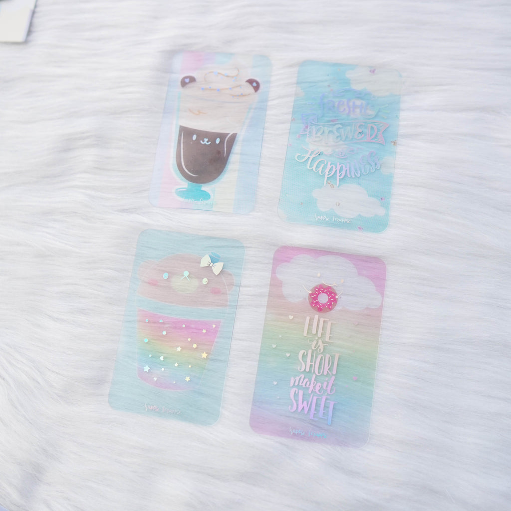 Washi Cards : Positivi-TEA // Holo Silver Foil (Set of 4)