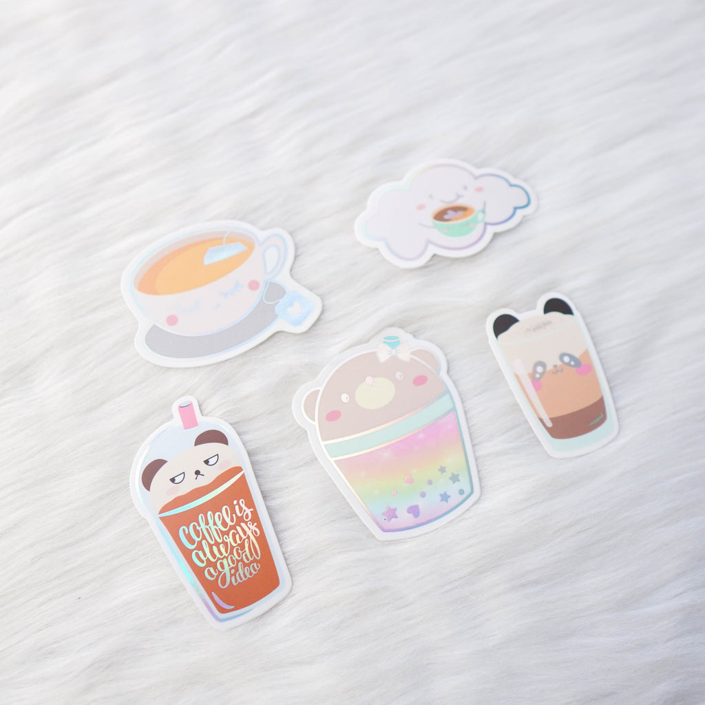 Die Cut Stickers : Positivi-TEA // Holo Silver Foiled