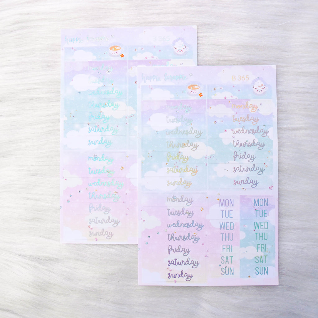 Planner Stickers : Skinny Date Cover // Positivi-TEA  (2 Foiled sheets) (B365)