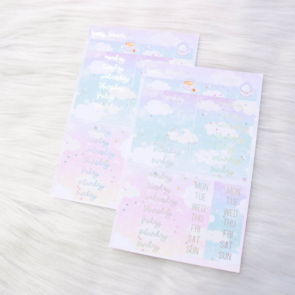 Planner Stickers : Skinny Date Cover // Positivi-TEA  (2 Foiled sheets) (B365)