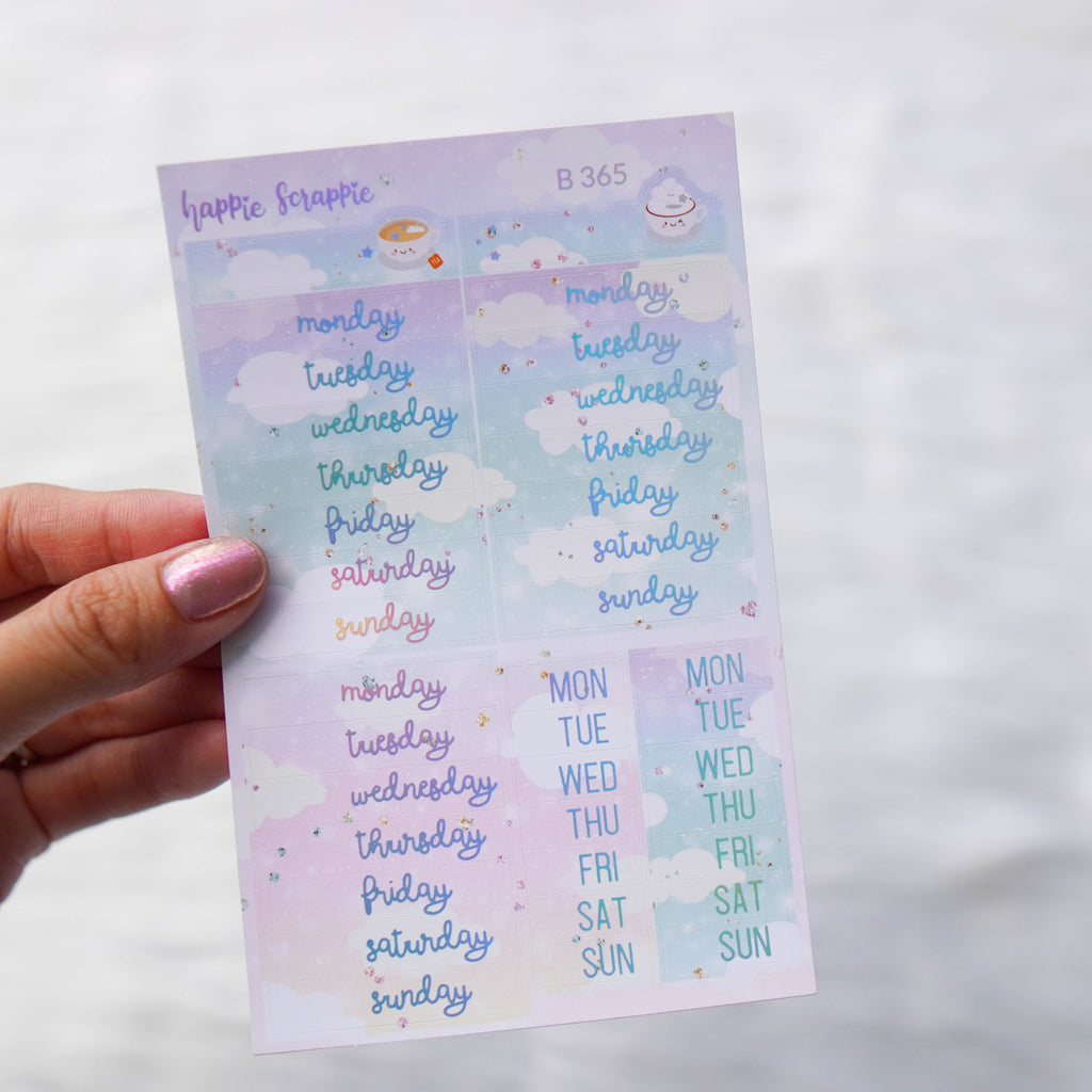 Planner Stickers : Skinny Date Cover // Positivi-TEA  (2 Foiled sheets) (B365)