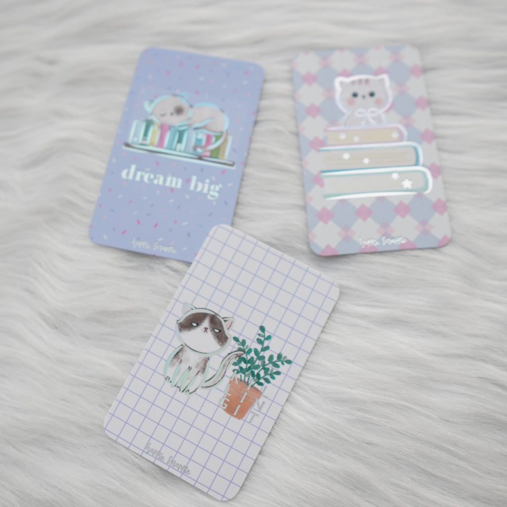 Washi Cards : Fave Things Kitty // Holo Silver Foil (Set of 3)