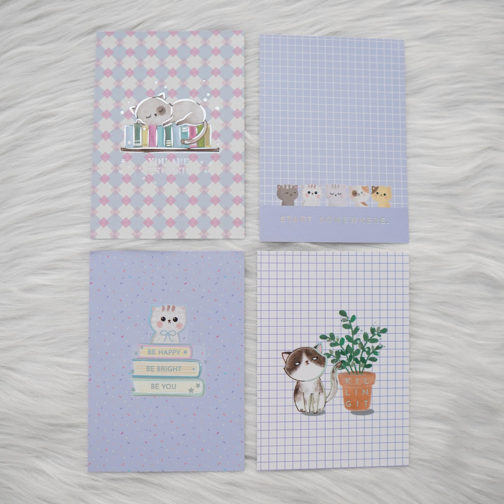 Journaling Cards : Fave Things Kitty // Holo Silver Foil (Set of 4)