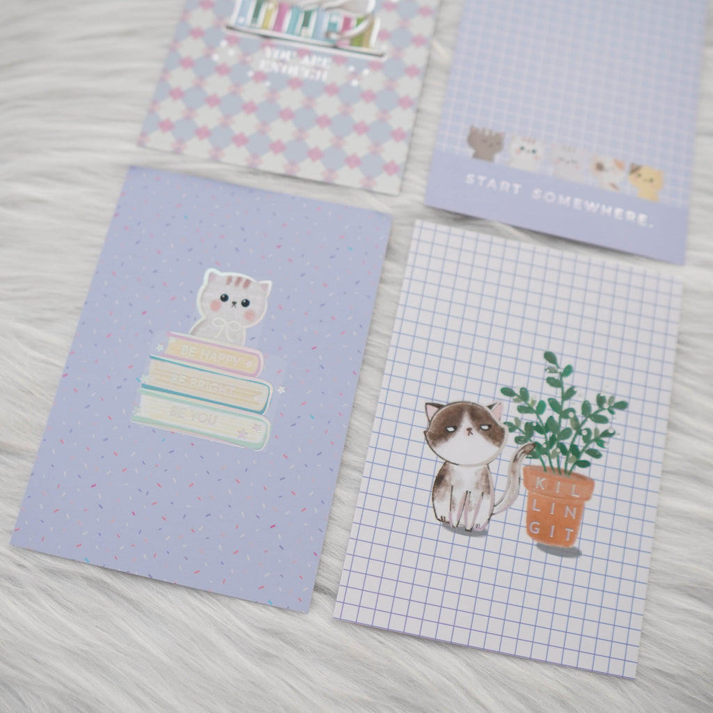 Journaling Cards : Fave Things Kitty // Holo Silver Foil (Set of 4)