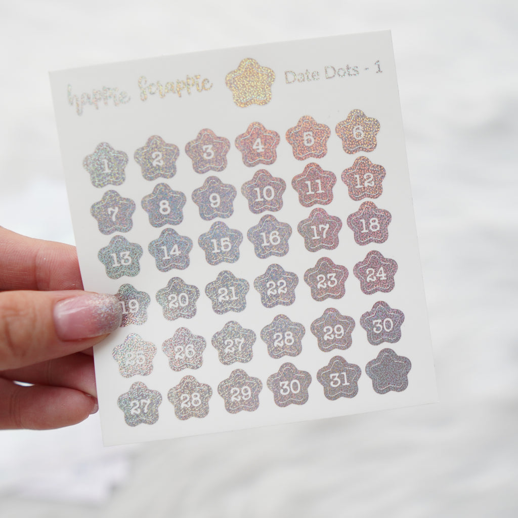 Mini Stickers : Date Numbers / Date Dots 1 (Stars)