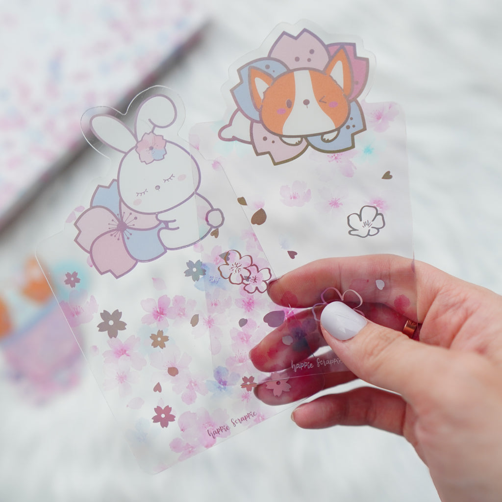 Washi Cards : Cherry Blossom // Holo Pink Foil (Set of 5)