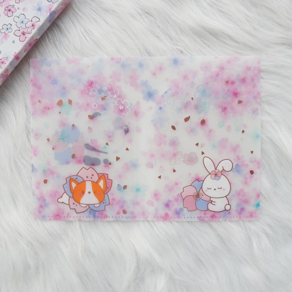 Jumbo Sticker Folder : Cherry Blossom Storage Folder (Holo Silver x Rose Gold Foiled)