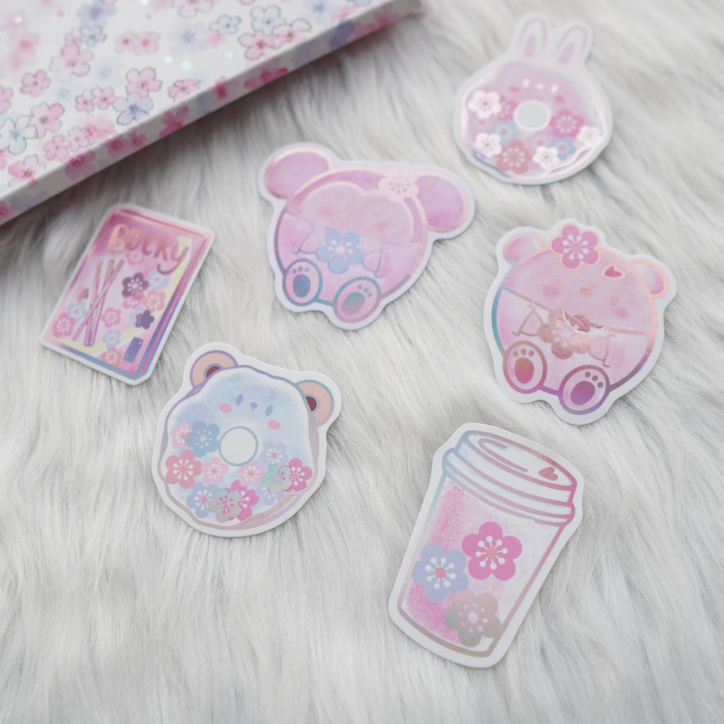 Die Cut Stickers : Cherry Blossom // Holo Pink Foiled