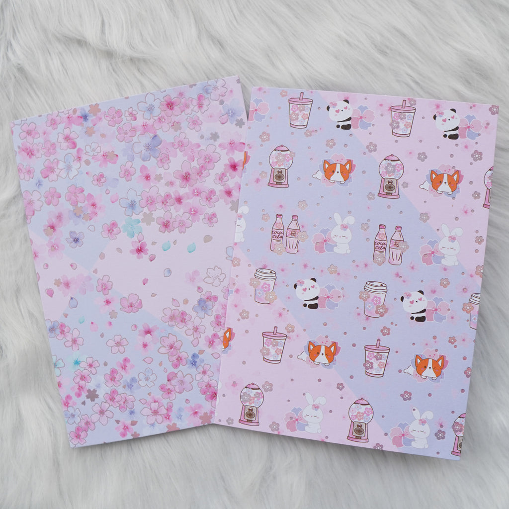 Pattern Papers : Holo Pink Foiled //  Cherry Blossom Panda (Set of 4)